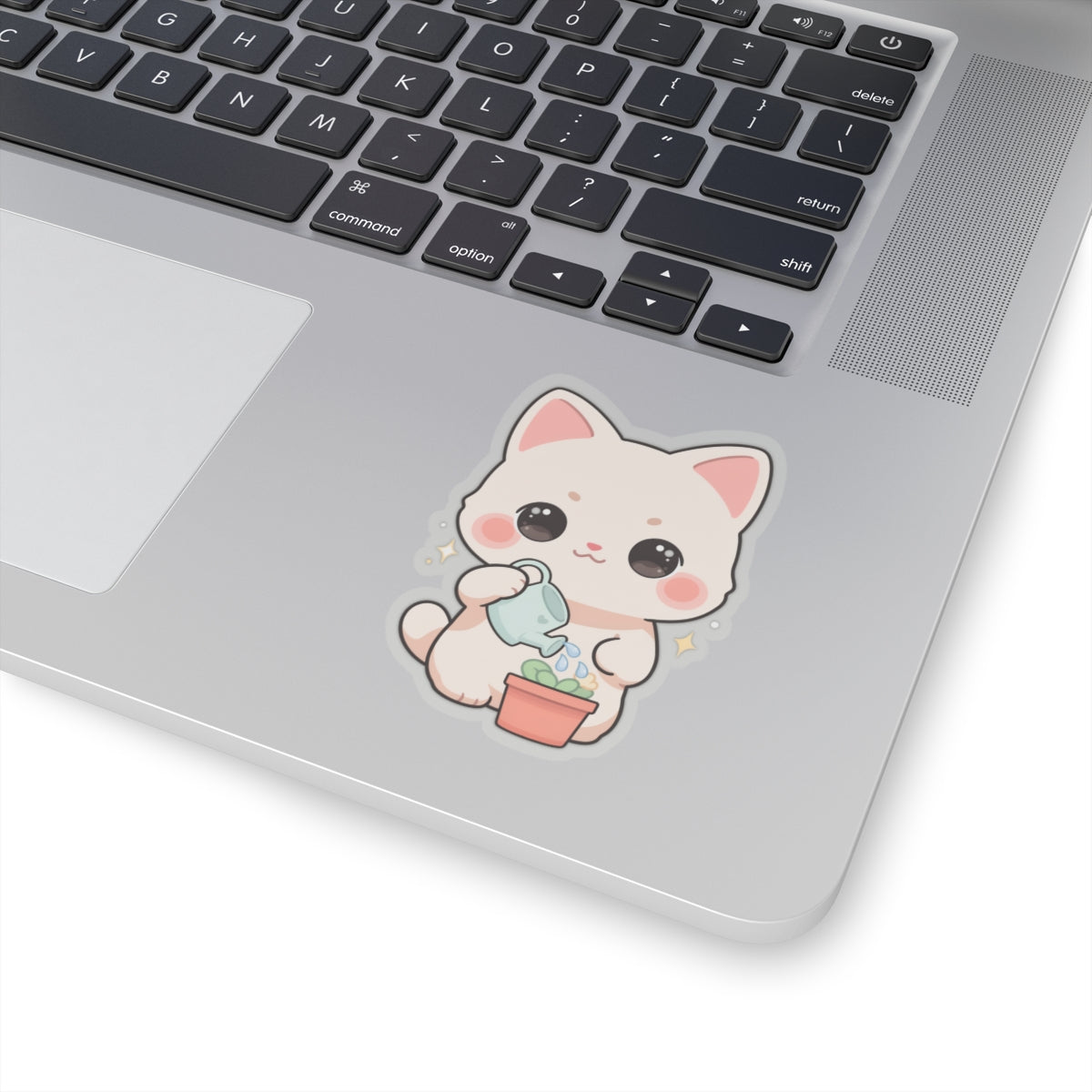Kawaii Cat Plant Care Sticker for Journals and Laptops