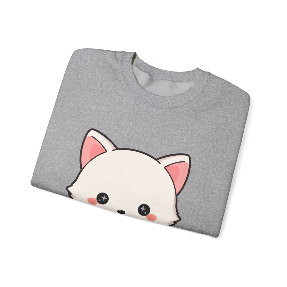 Kawaii Arctic Fox Sweatshirt, Cute Mistletoe Holiday Crewneck