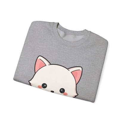 Kawaii Arctic Fox Sweatshirt, Cute Mistletoe Holiday Crewneck