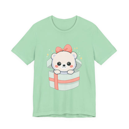 Kawaii Polar Bear Tee, Cute Gift Box Cub Unisex Shirt