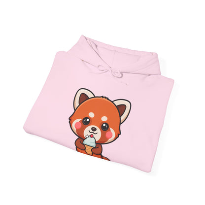 Red Panda Ice Cream Hoodie, Kawaii Animal Sweatshirt