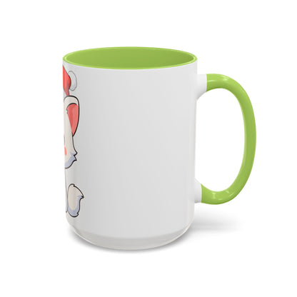 Kawaii Arctic Fox Christmas Mug, Cute Santa Fox Accent Coffee Mug