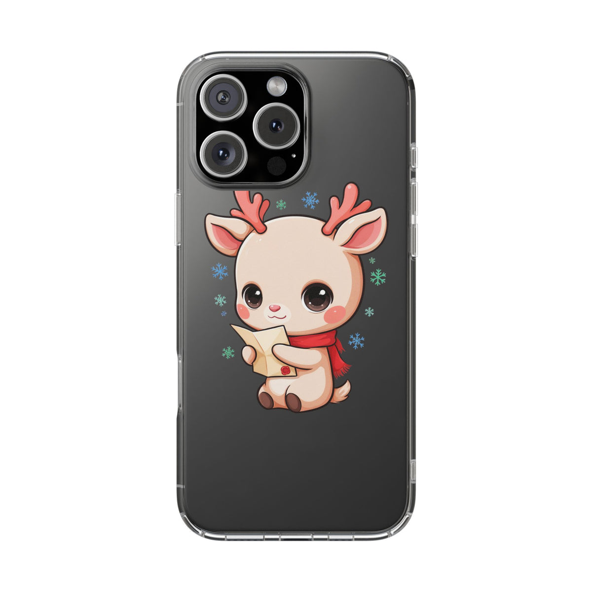 Christmas Reindeer Clear Impact-Resistant Phone Case