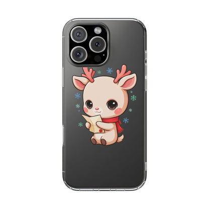 Christmas Reindeer Clear Impact-Resistant Phone Case