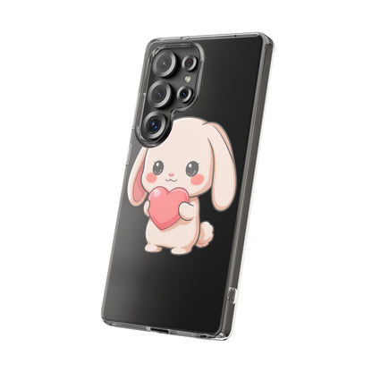 Kawaii Bunny Clear Phone Case with Heart