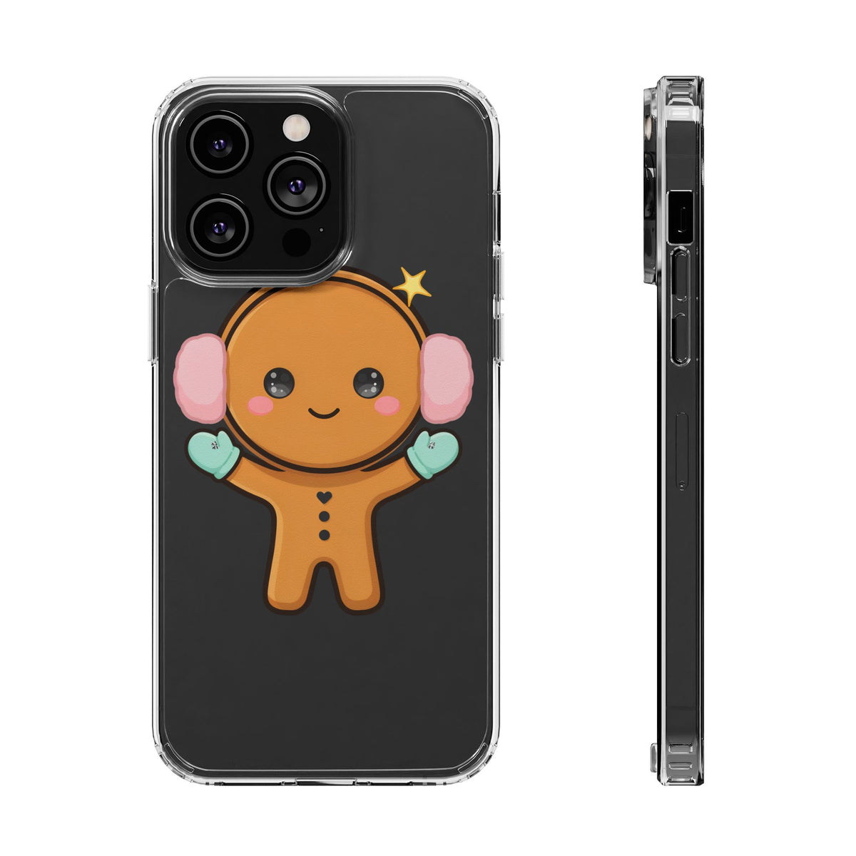 Kawaii Gingerbread Phone Case, Cute Winter Character