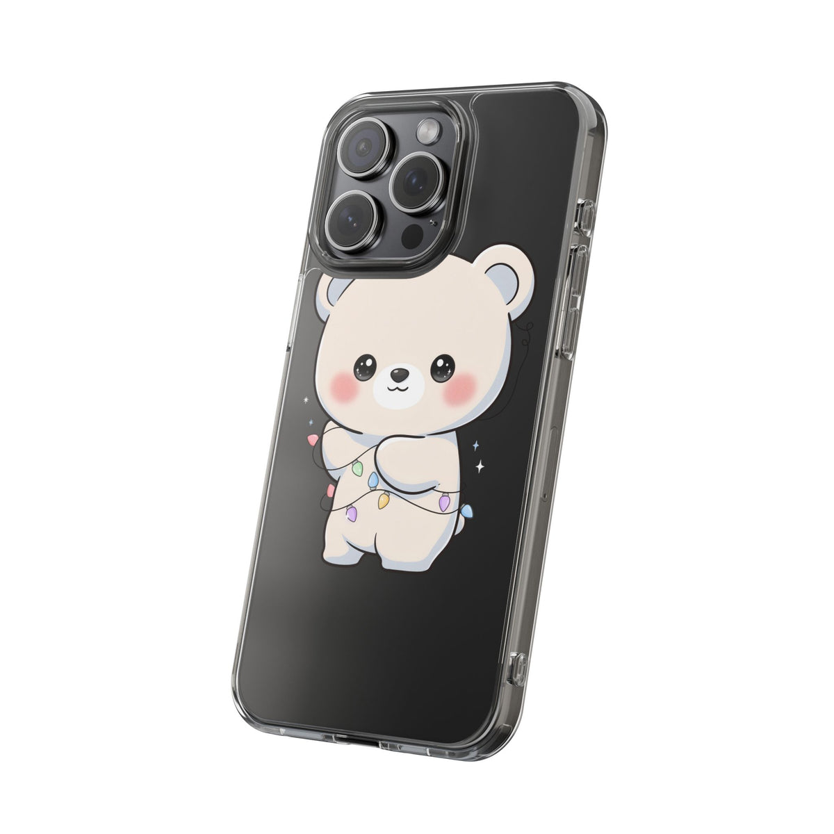Kawaii Polar Bear Phone Case with Fairy Lights