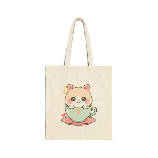 Kawaii Cat Tote Bag – Teacup Kitten Gift