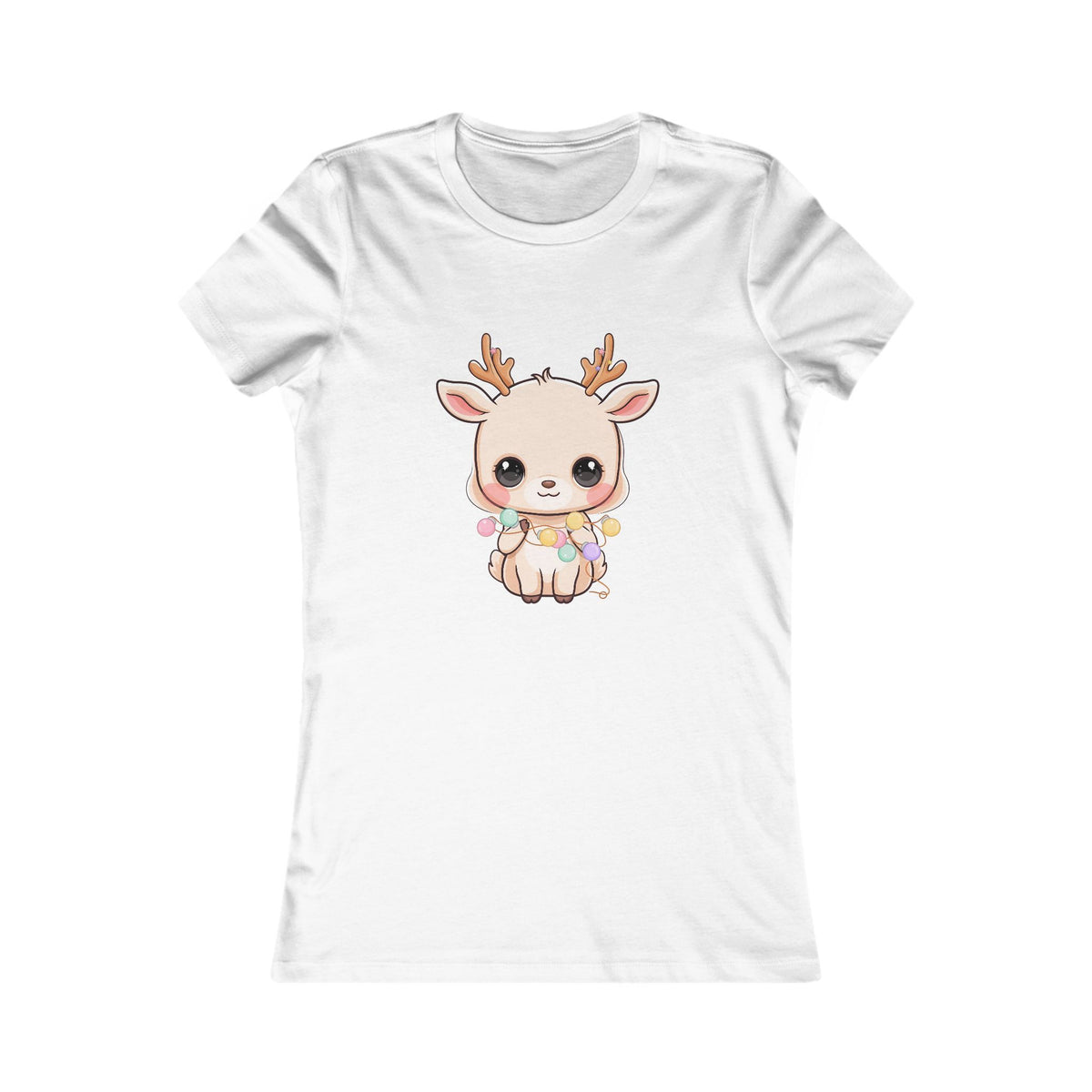 Kawaii Reindeer Christmas T-Shirt for Women
