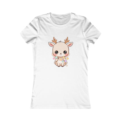 Kawaii Reindeer Christmas T-Shirt for Women