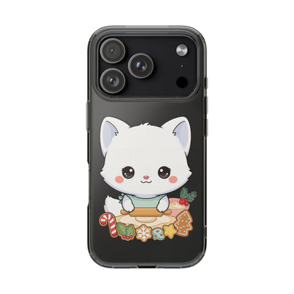 Christmas Fox Clear Phone Case, Kawaii Cookie Baker