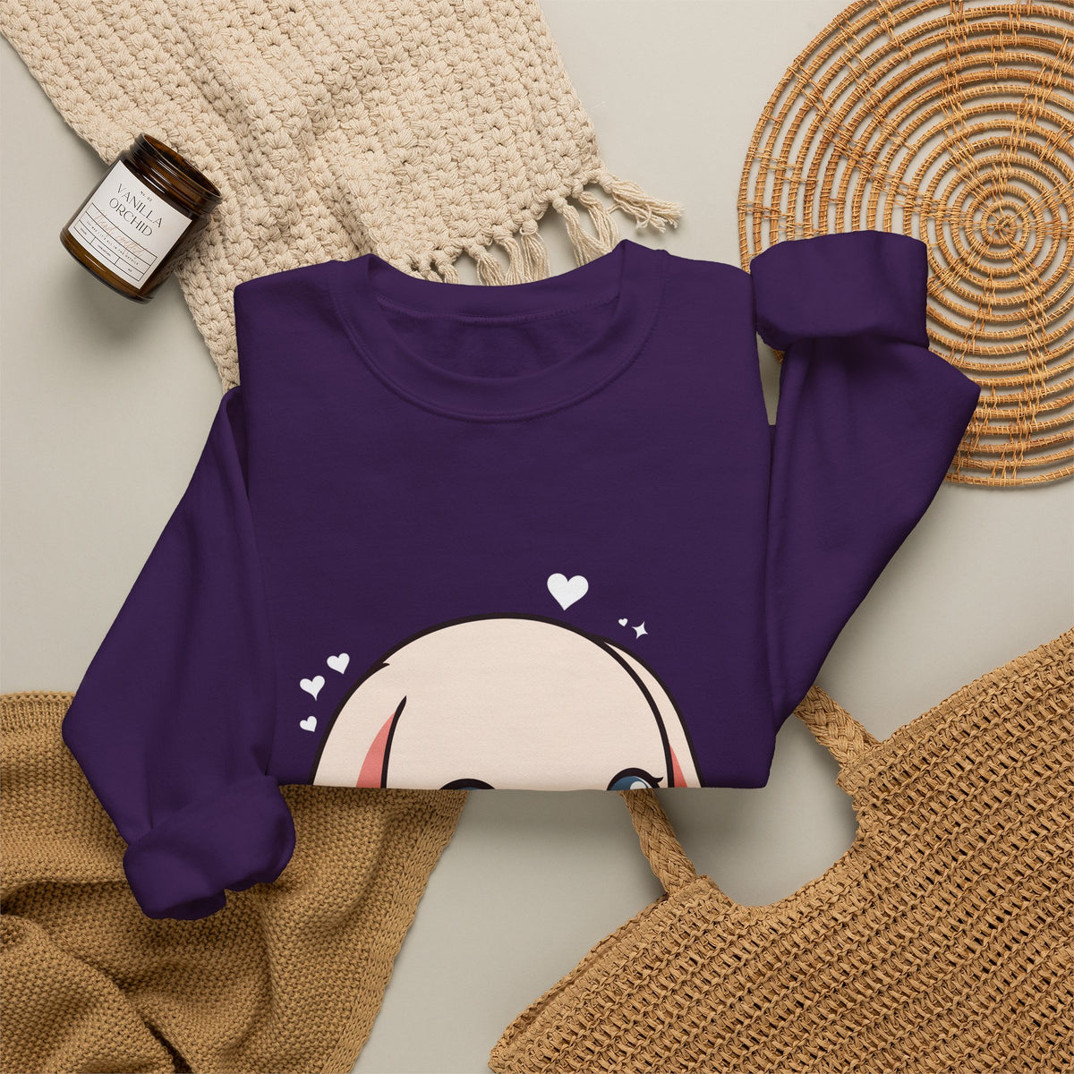 Kawaii Sushi Bunny Sweatshirt, Cute Chibi Crewneck