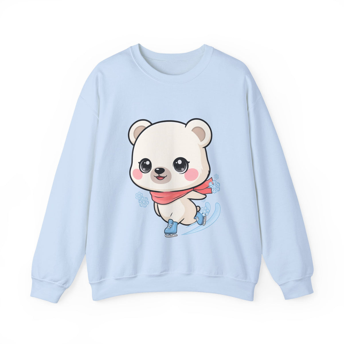 Cute Polar Bear Sweatshirt, Kawaii Ice Skating Cub