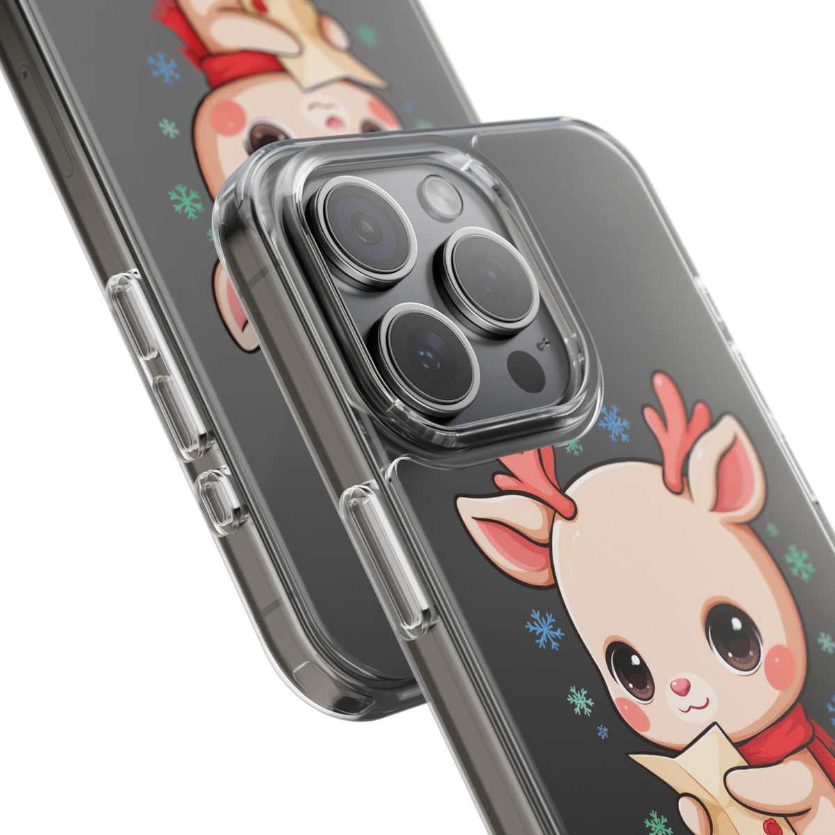 Christmas Reindeer Clear Impact-Resistant Phone Case