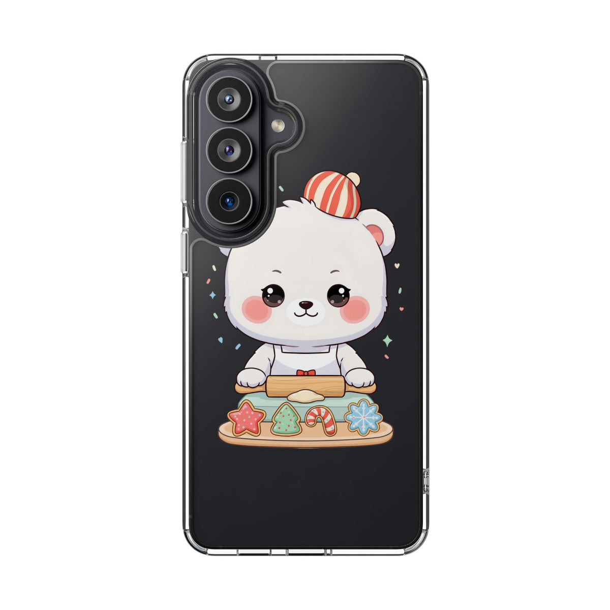 Christmas Bear Cookie Baking Clear Phone Case
