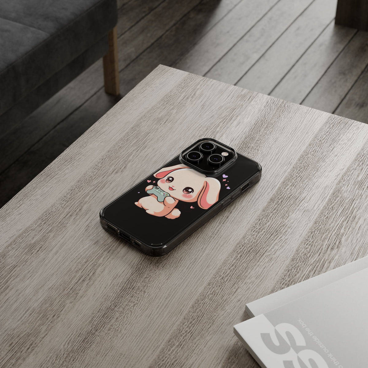 Kawaii Bunny Gamer Clear Impact-Resistant Phone Case
