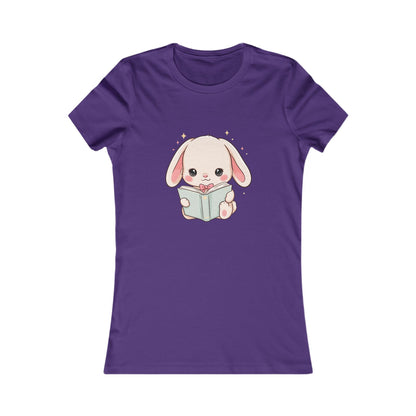 Kawaii Reading Bunny Women's Tee for Book Lovers