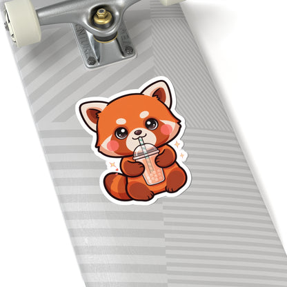 Kawaii Red Panda Bubble Tea Sticker for Boba Lovers