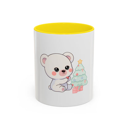 Kawaii Polar Bear Christmas Mug, 11 oz Accent Coffee Mug