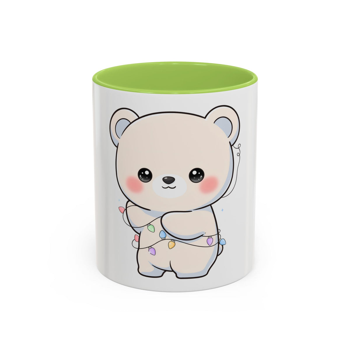 Kawaii Polar Bear Mug, Festive Holiday Gift