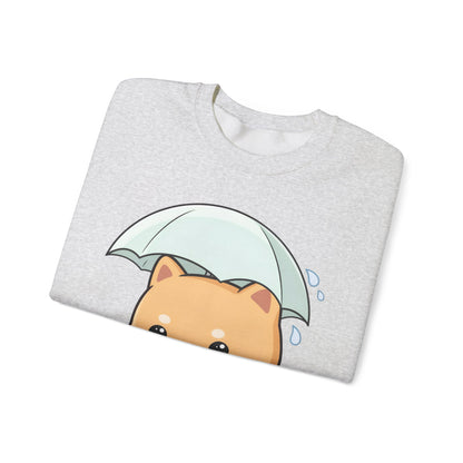 Kawaii Shiba Inu Sweatshirt, Cute Rainy Day Crewneck