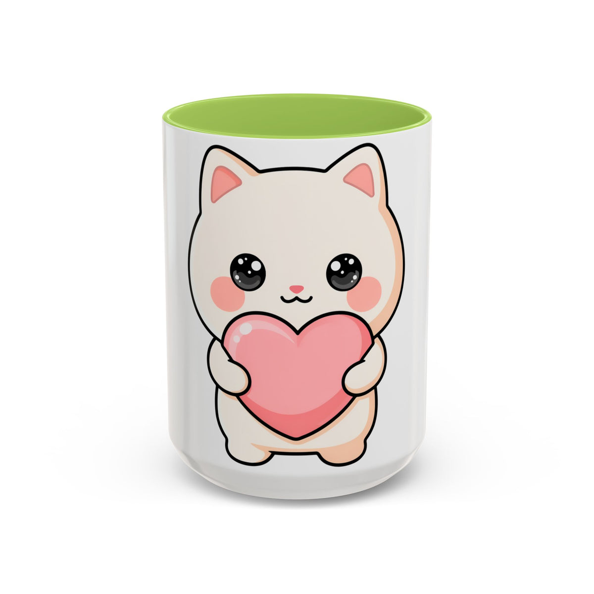 Kawaii Cat Heart Accent Coffee Mug for Sweet Morning Sips