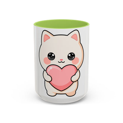 Kawaii Cat Heart Accent Coffee Mug for Sweet Morning Sips