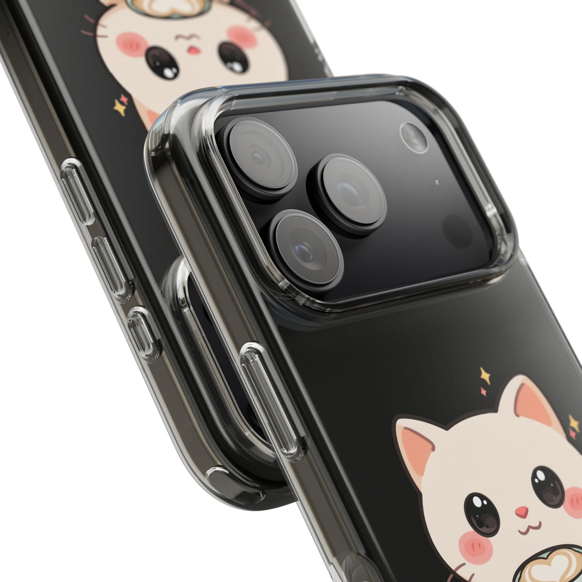 Kawaii Cat Latte Phone Case, Clear Impact-Resistant