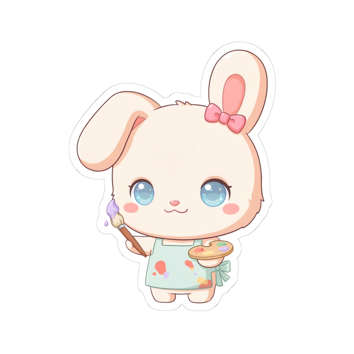 Kawaii Bunny Sticker for Art Lovers and Creative Journals