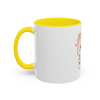 Kawaii Cat Reading Mug, Cute Book Lover Accent Coffee Mug