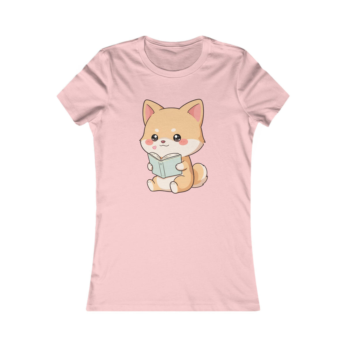 Kawaii Shiba Inu Reading Tee for Book Lovers