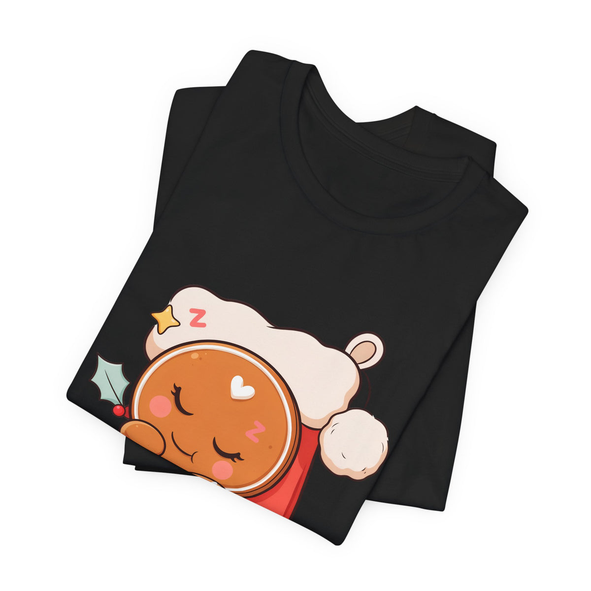 Sleeping Gingerbread Man Christmas T-Shirt, Kawaii Holiday Tee