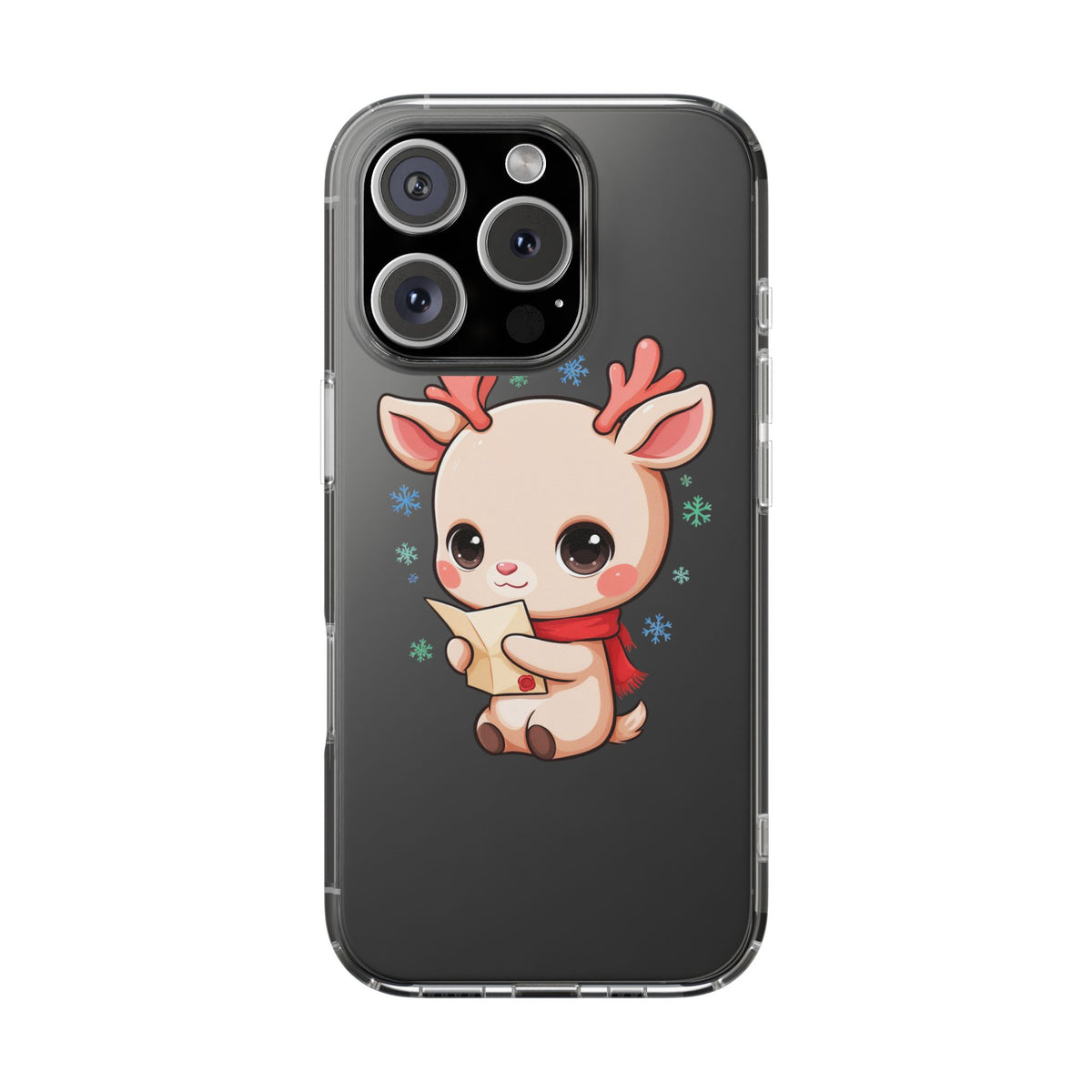 Christmas Reindeer Clear Impact-Resistant Phone Case