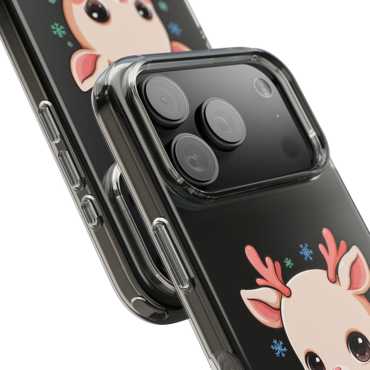 Christmas Reindeer Clear Impact-Resistant Phone Case