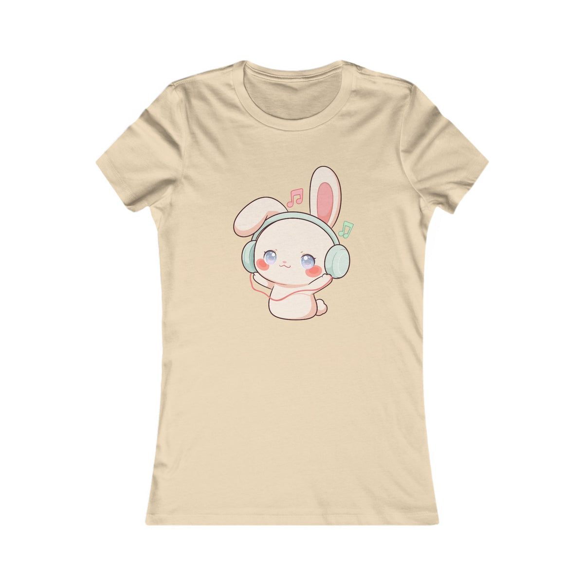 Kawaii Bunny Music Shirt for Women, Cute Headphone Rabbit Tee