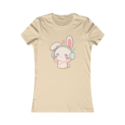 Kawaii Bunny Music Shirt for Women, Cute Headphone Rabbit Tee