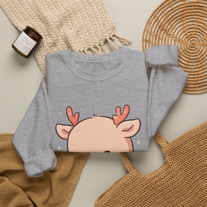 Kawaii Christmas Reindeer Sweatshirt, Cute Holiday Crewneck