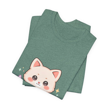 Kawaii Cat Moon T-Shirt for Cozy Night Owls
