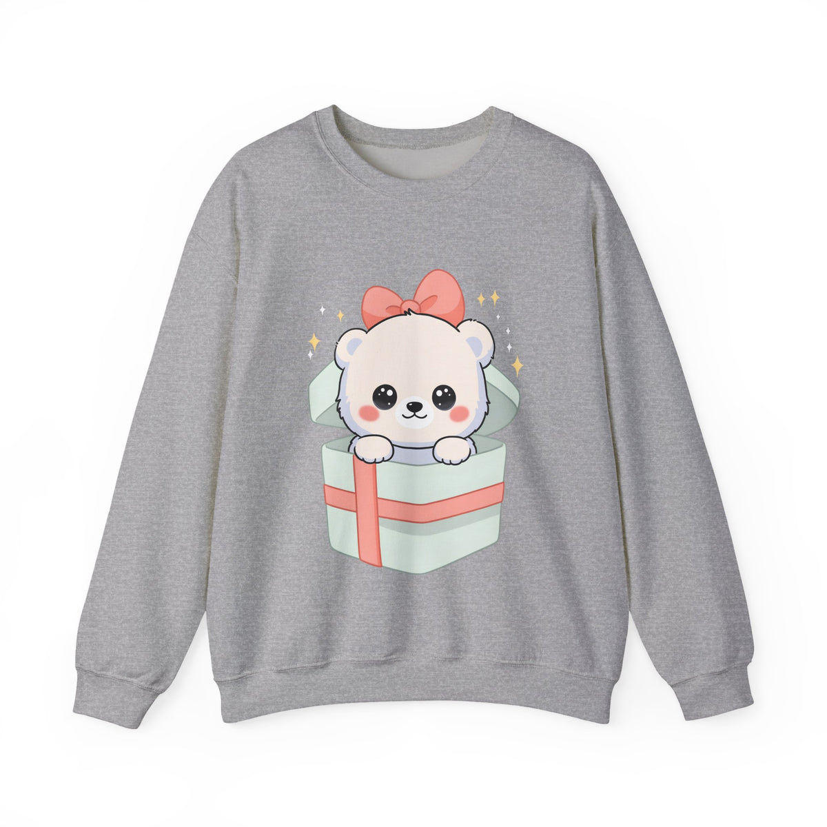 Kawaii Polar Bear Sweatshirt, Cute Gift Box Cub
