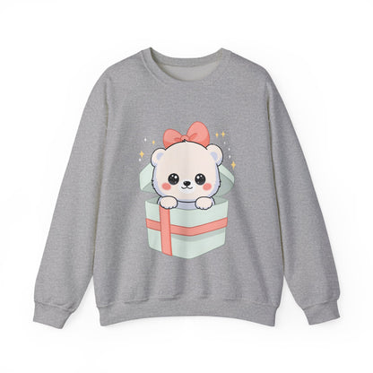 Kawaii Polar Bear Sweatshirt, Cute Gift Box Cub