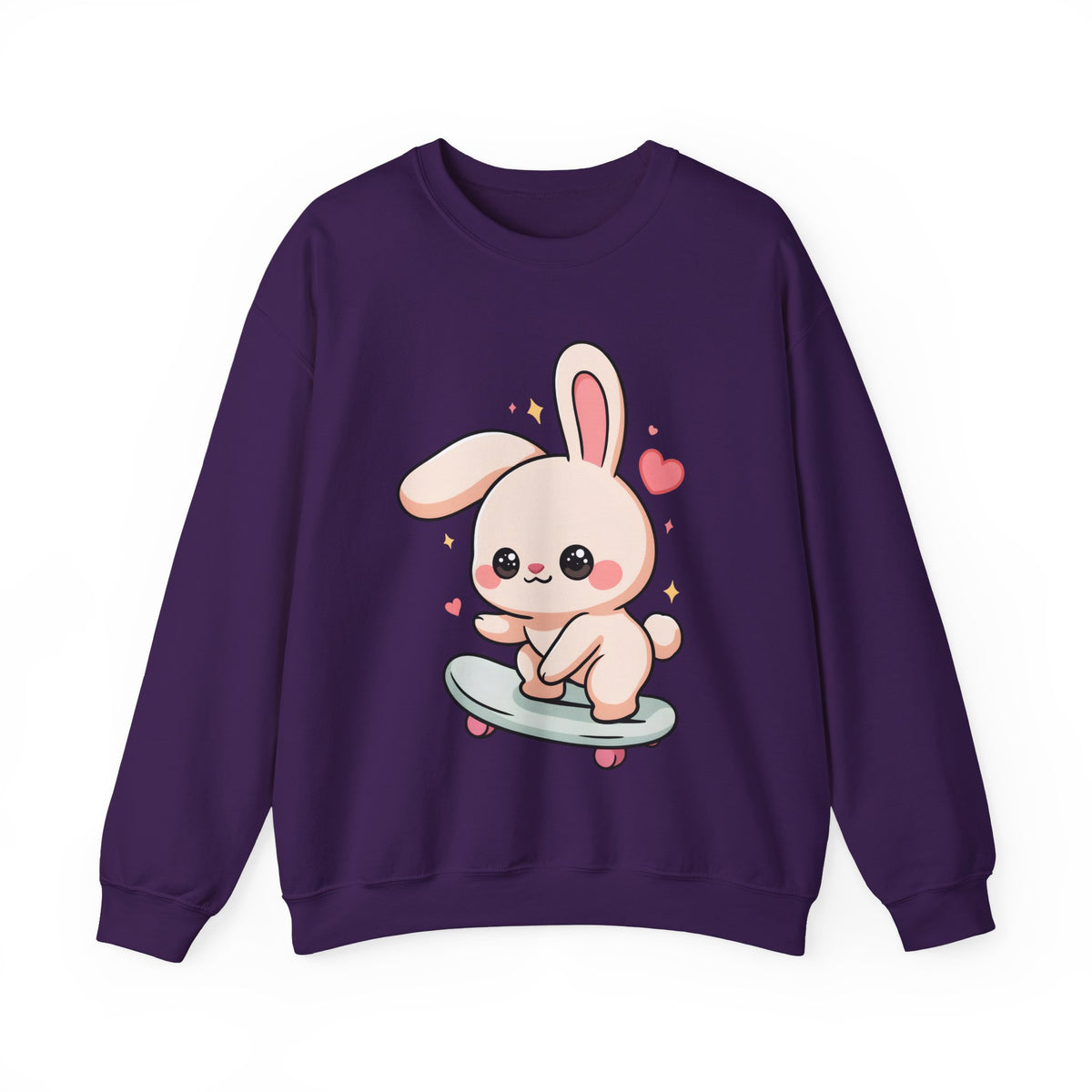 Kawaii Bunny Skateboard Sweatshirt, Cute Chibi Rabbit
