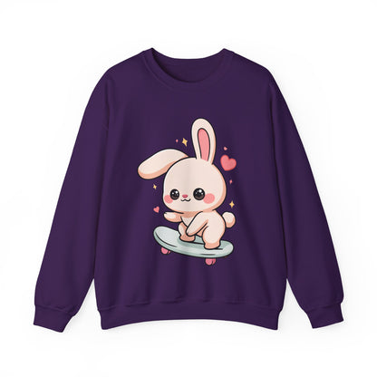 Kawaii Bunny Skateboard Sweatshirt, Cute Chibi Rabbit