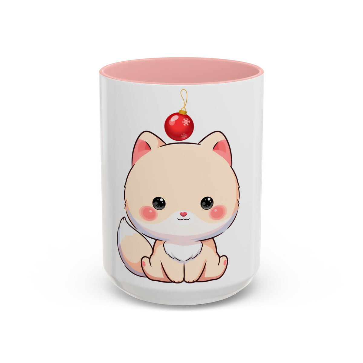 Kawaii Arctic Fox Christmas Mug – Cute Holiday Accent Mug