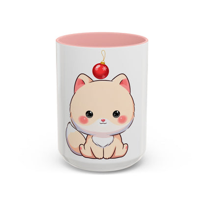 Kawaii Arctic Fox Christmas Mug – Cute Holiday Accent Mug