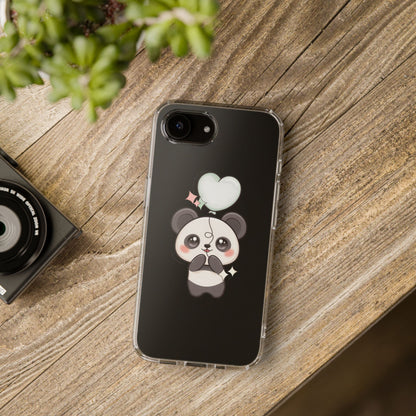 Kawaii Panda Clear Phone Case with Balloon