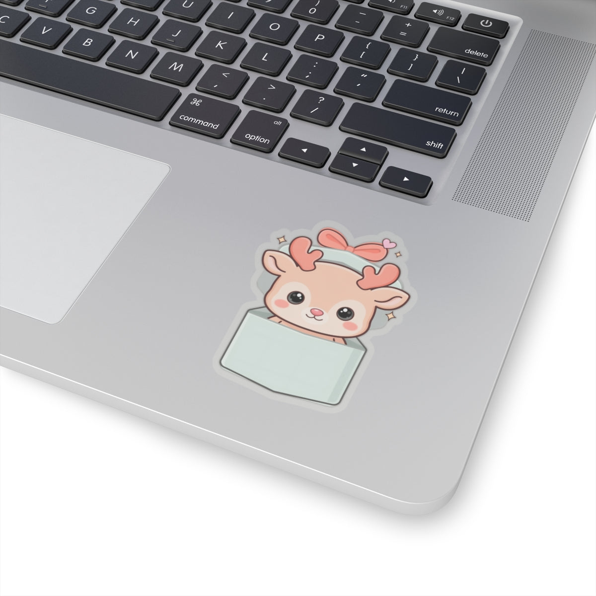 Kawaii Reindeer Sticker, Cute Christmas Gift Box Decal