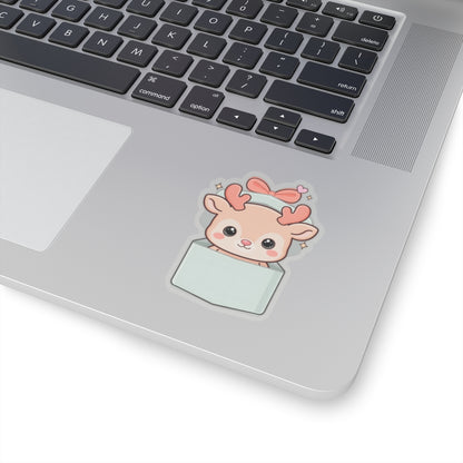 Kawaii Reindeer Sticker, Cute Christmas Gift Box Decal
