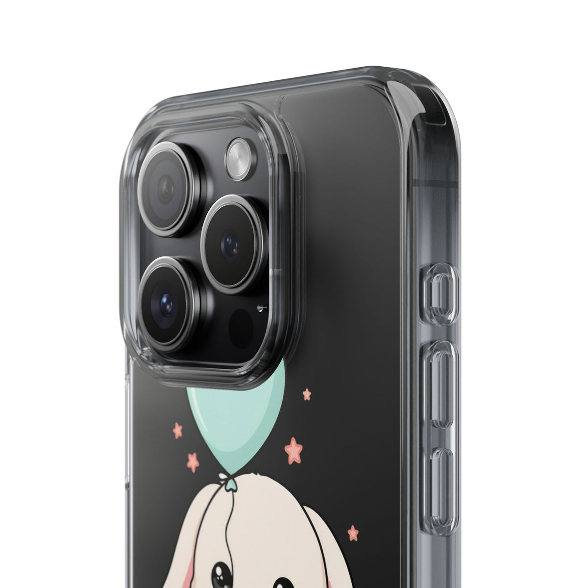 Kawaii Bunny Phone Case with Balloon, Clear Impact-Resistant