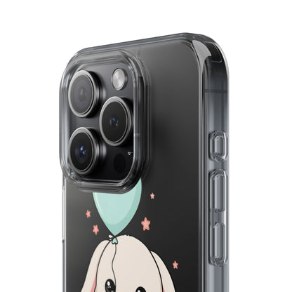 Kawaii Bunny Phone Case with Balloon, Clear Impact-Resistant