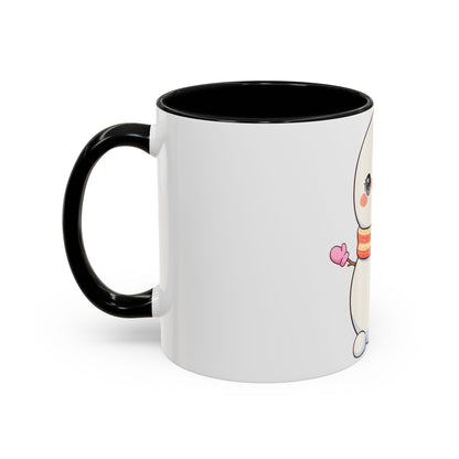 Kawaii Snowman Christmas Mug, Cute Holiday Accent Coffee Mug